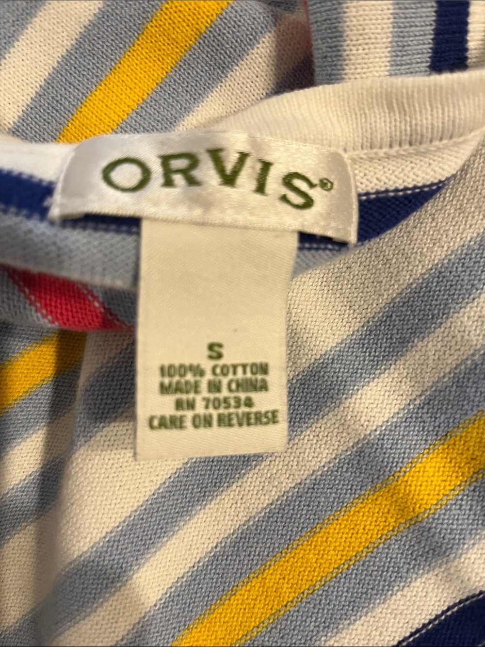 🌻3/$15🌻 Orvis Cream Knit Zip Cardigan with Blue, Yellow & Red Stripes - Picture 8 of 8